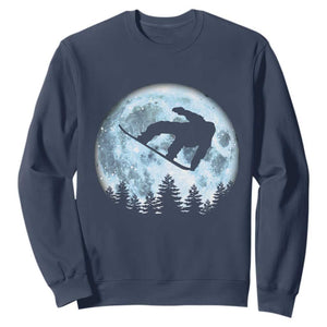 Snowboard Moon Snowboarding Winter Sports Sweatshirt TS11 Navy Print Your Wear