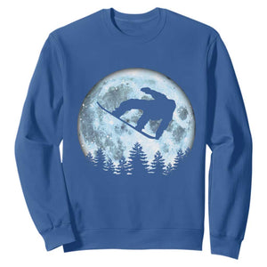 Snowboard Moon Snowboarding Winter Sports Sweatshirt TS11 Royal Blue Print Your Wear
