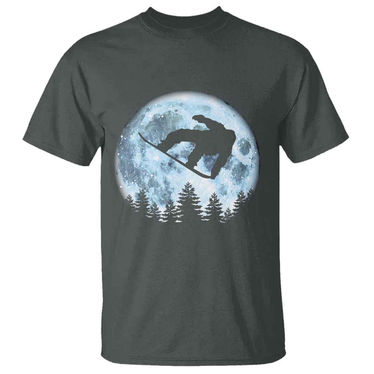 Snowboard Moon Snowboarding Winter Sports T Shirt TS11 Dark Heather Print Your Wear