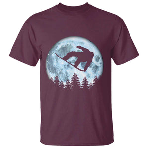 Snowboard Moon Snowboarding Winter Sports T Shirt TS11 Maroon Print Your Wear