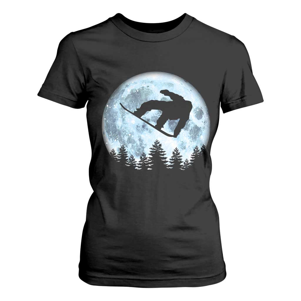Snowboard Moon Snowboarding Winter Sports T Shirt For Women TS11 Black Print Your Wear