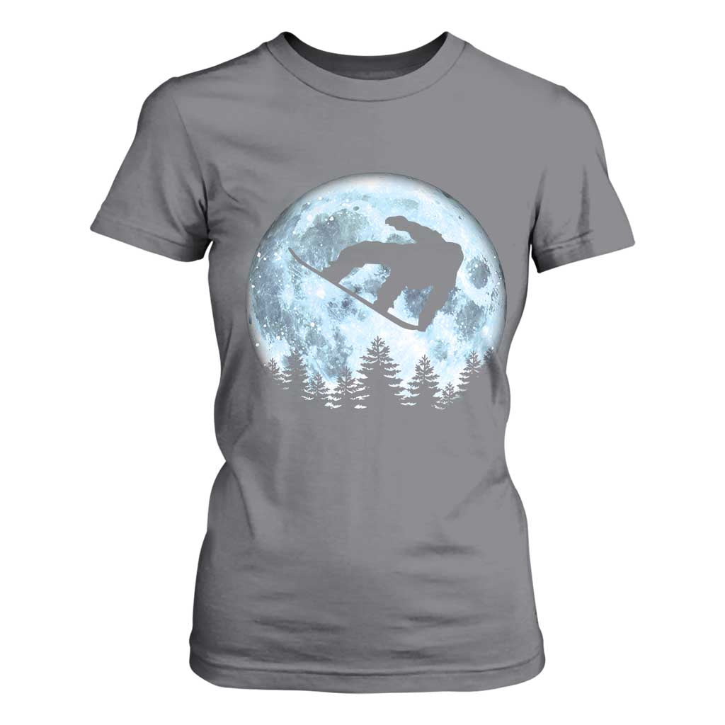 Snowboard Moon Snowboarding Winter Sports T Shirt For Women TS11 Charcoal Print Your Wear