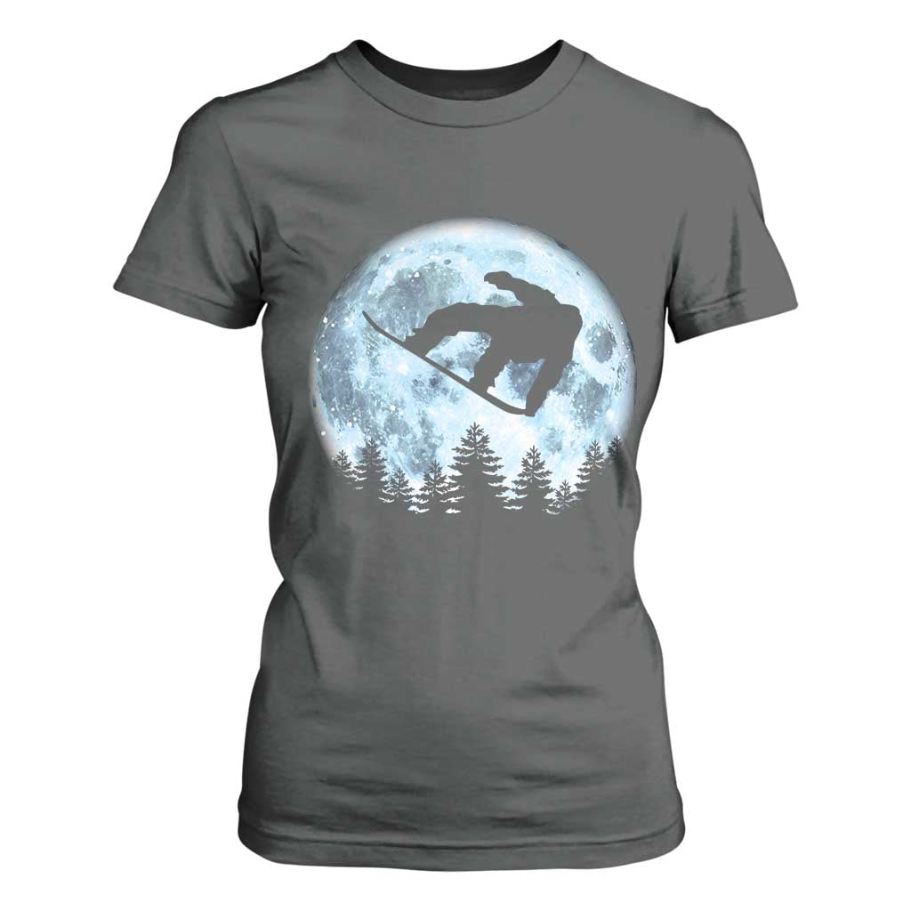 Snowboard Moon Snowboarding Winter Sports T Shirt For Women TS11 Dark Heather Print Your Wear