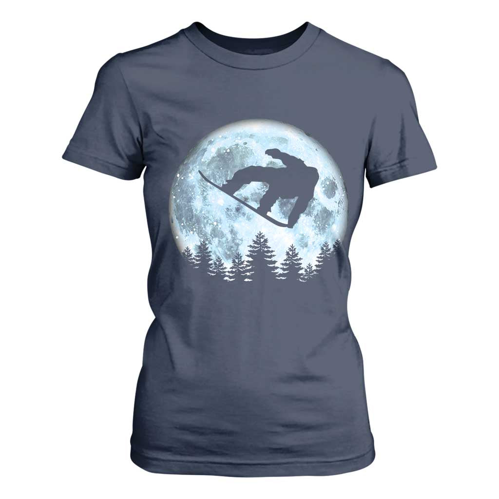 Snowboard Moon Snowboarding Winter Sports T Shirt For Women TS11 Navy Print Your Wear