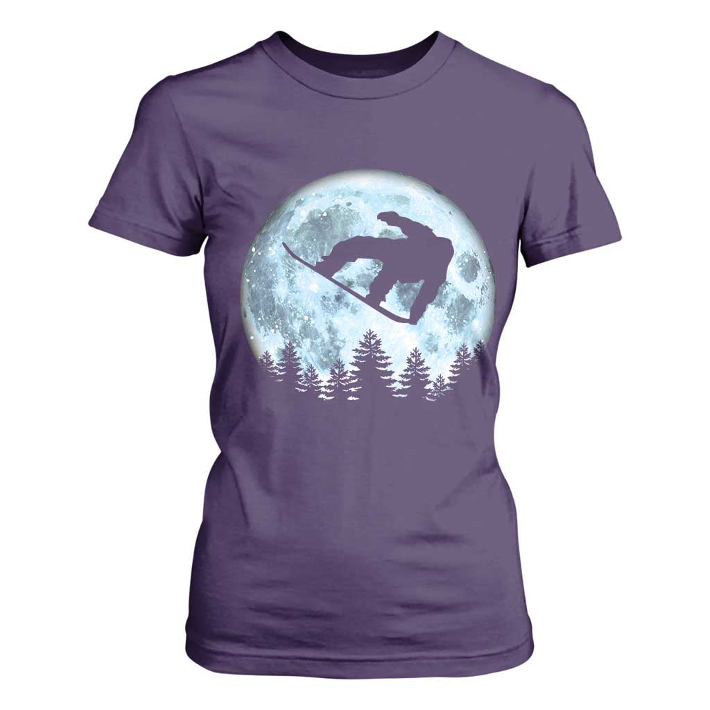 Snowboard Moon Snowboarding Winter Sports T Shirt For Women TS11 Purple Print Your Wear