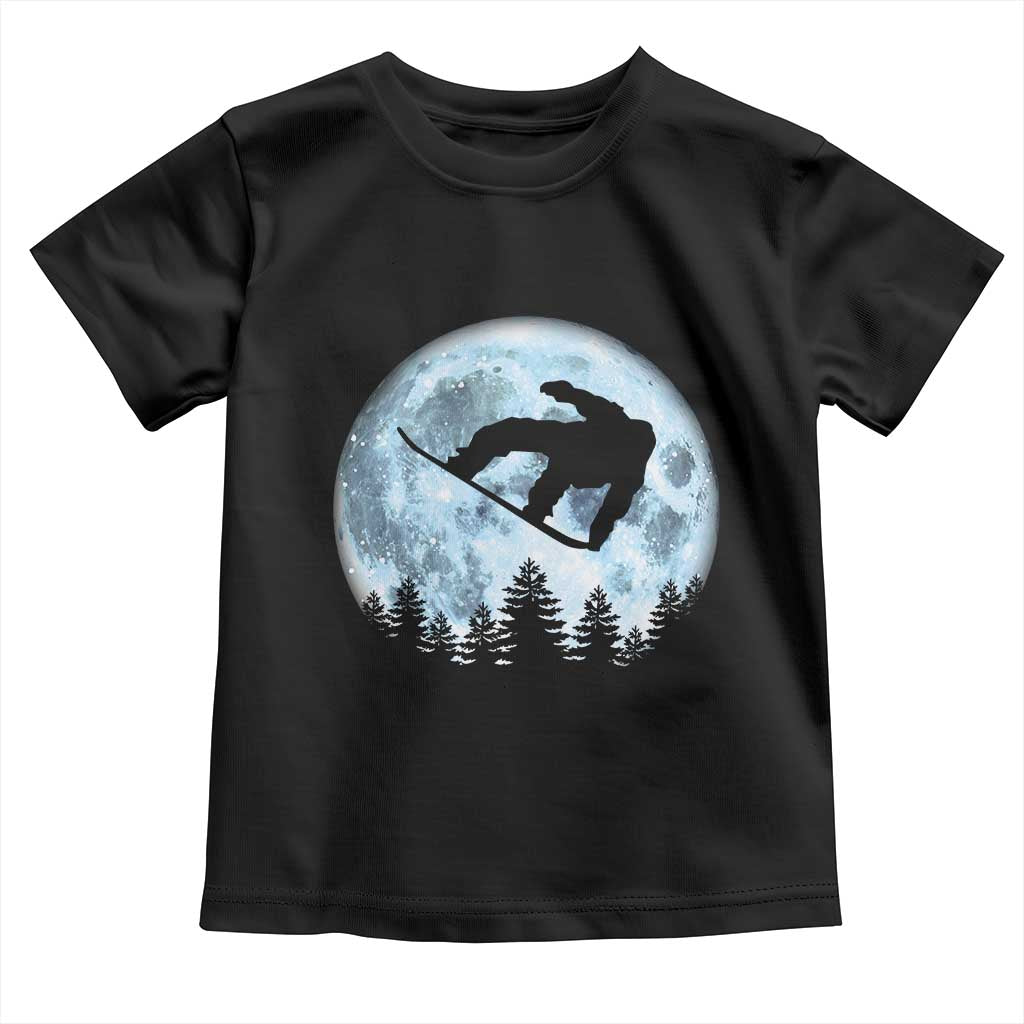 Snowboard Moon Snowboarding Winter Sports Toddler T Shirt TS11 Black Print Your Wear