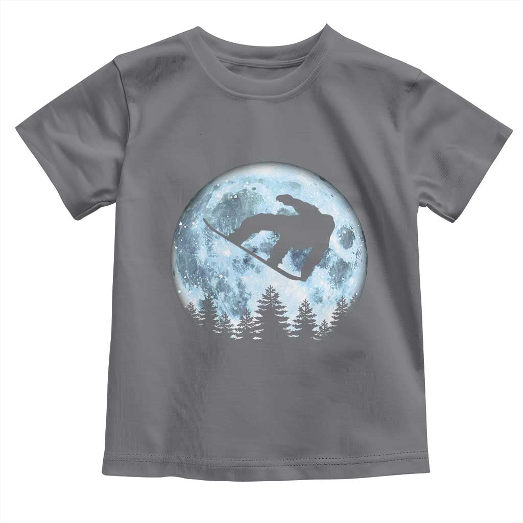 Snowboard Moon Snowboarding Winter Sports Toddler T Shirt TS11 Charcoal Print Your Wear