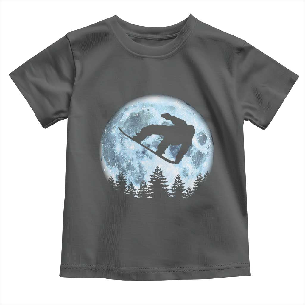 Snowboard Moon Snowboarding Winter Sports Toddler T Shirt TS11 Dark Heather Print Your Wear