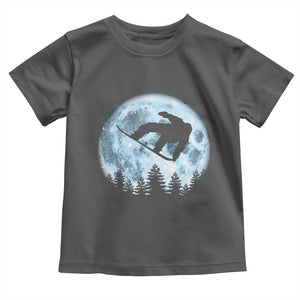Snowboard Moon Snowboarding Winter Sports Toddler T Shirt TS11 Dark Heather Print Your Wear