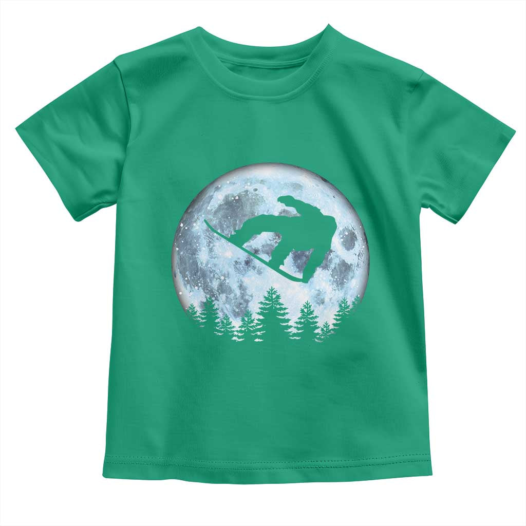 Snowboard Moon Snowboarding Winter Sports Toddler T Shirt TS11 Irish Green Print Your Wear