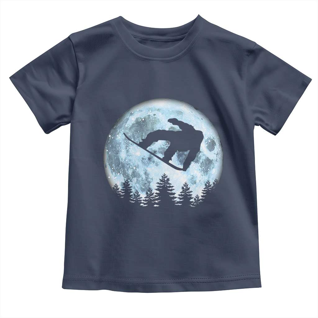 Snowboard Moon Snowboarding Winter Sports Toddler T Shirt TS11 Navy Print Your Wear