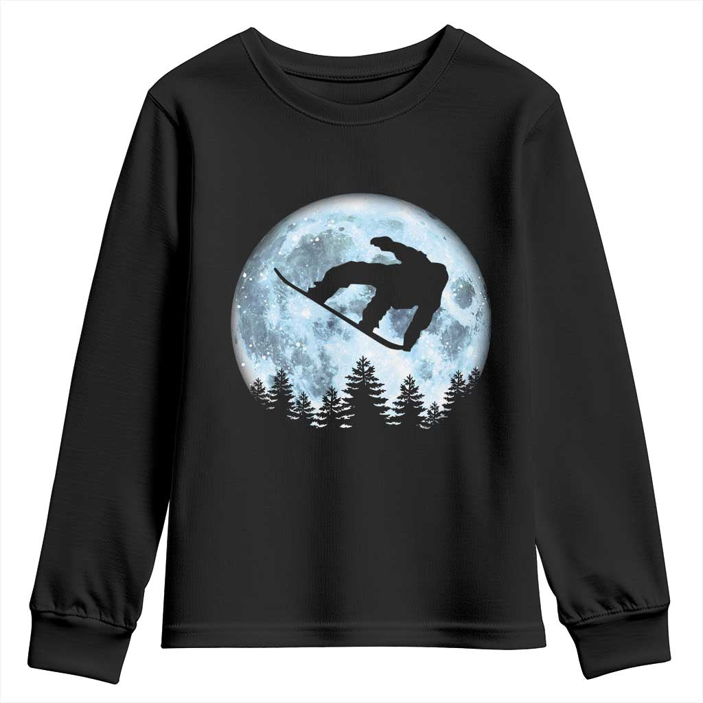 Snowboard Moon Snowboarding Winter Sports Youth Sweatshirt TS11 Black Print Your Wear