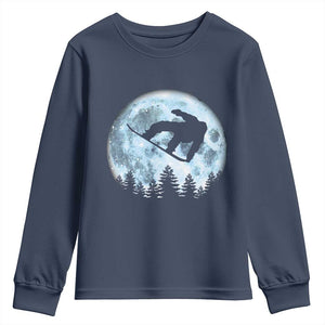 Snowboard Moon Snowboarding Winter Sports Youth Sweatshirt TS11 Navy Print Your Wear