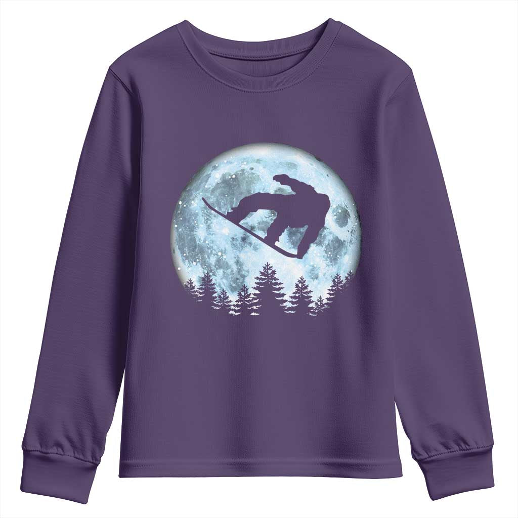 Snowboard Moon Snowboarding Winter Sports Youth Sweatshirt TS11 Purple Print Your Wear