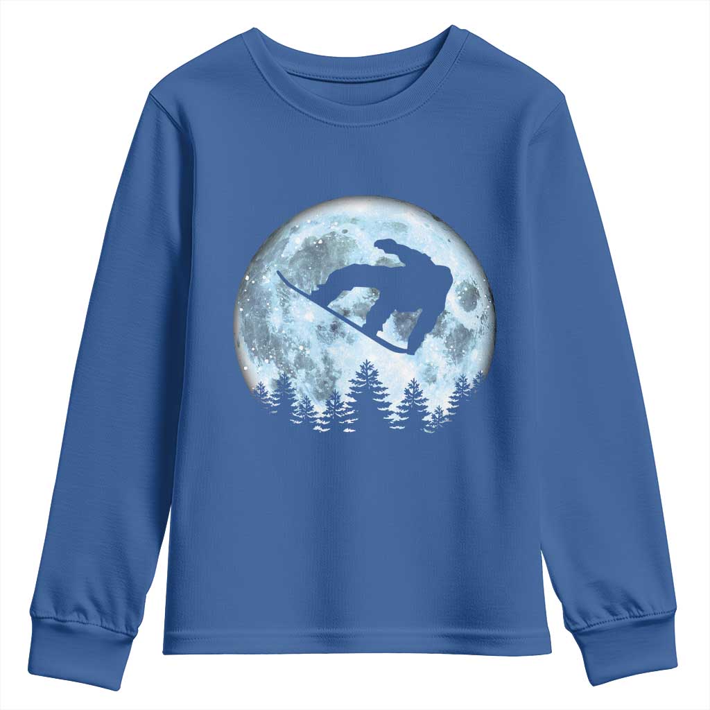 Snowboard Moon Snowboarding Winter Sports Youth Sweatshirt TS11 Royal Blue Print Your Wear