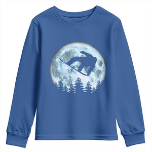 Snowboard Moon Snowboarding Winter Sports Youth Sweatshirt TS11 Royal Blue Print Your Wear