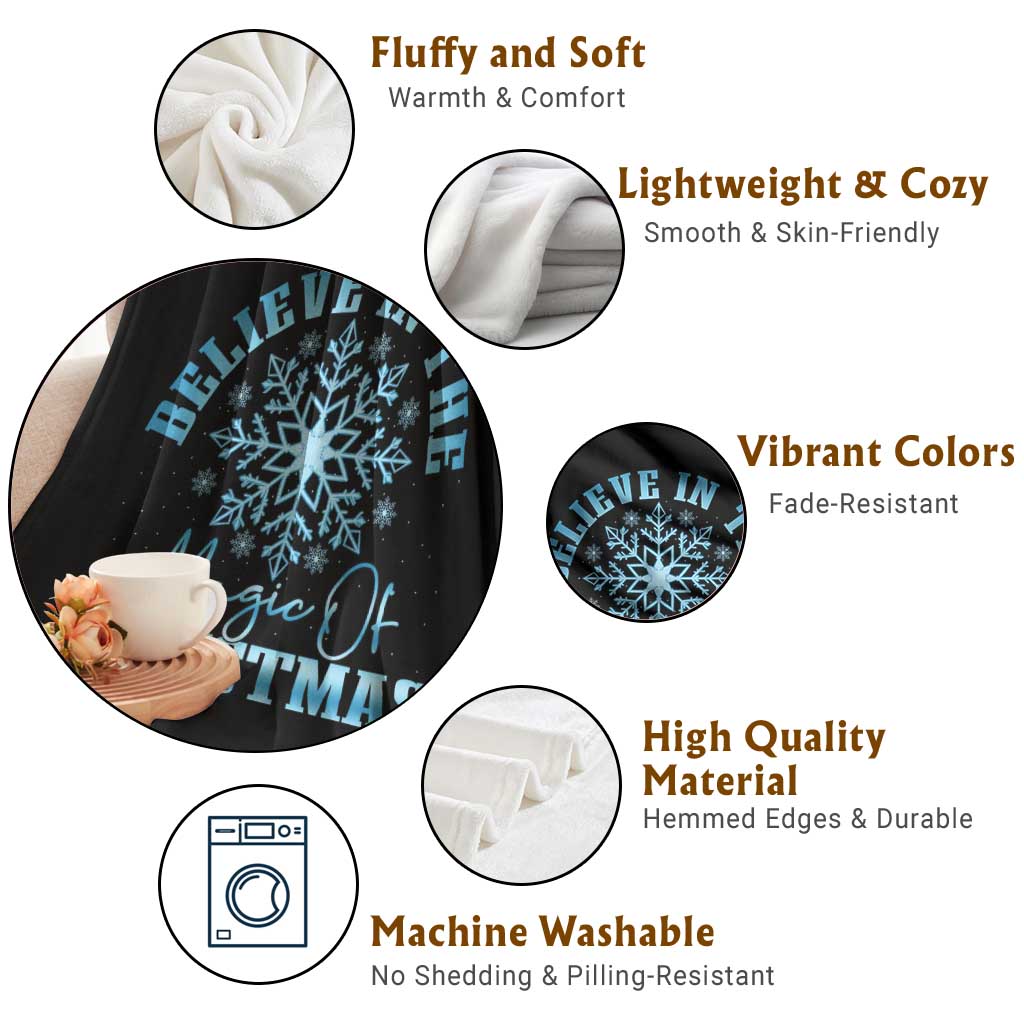 Believe In The Magic Of Christmas Throw Blanket Xmas Snowflake TS11 Print Your Wear