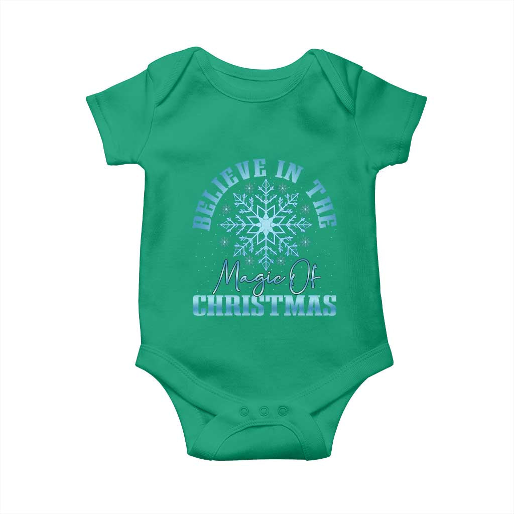 Believe In The Magic Of Christmas Baby Onesie Xmas Snowflake TS11 Irish Green Print Your Wear