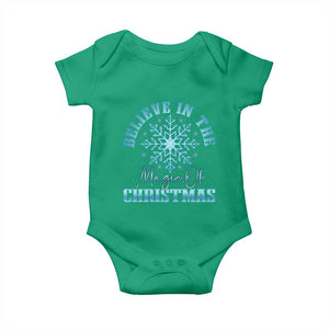 Believe In The Magic Of Christmas Baby Onesie Xmas Snowflake TS11 Irish Green Print Your Wear