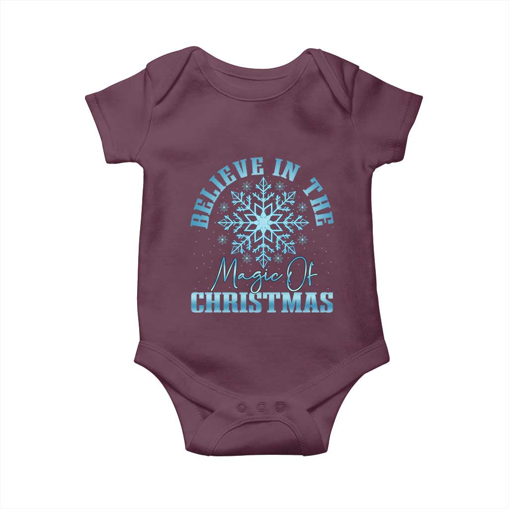 Believe In The Magic Of Christmas Baby Onesie Xmas Snowflake TS11 Maroon Print Your Wear