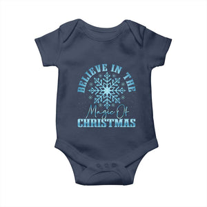 Believe In The Magic Of Christmas Baby Onesie Xmas Snowflake TS11 Navy Print Your Wear