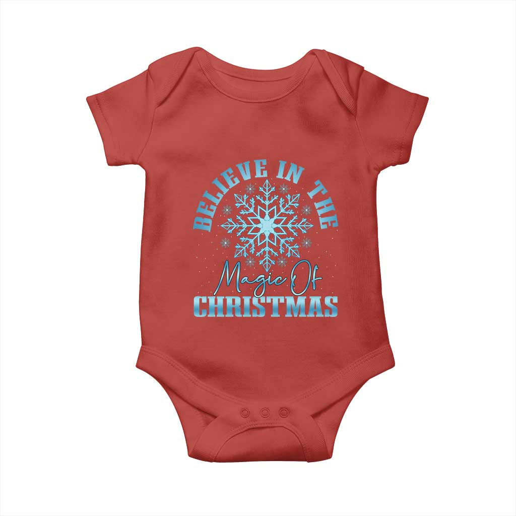 Believe In The Magic Of Christmas Baby Onesie Xmas Snowflake TS11 Red Print Your Wear