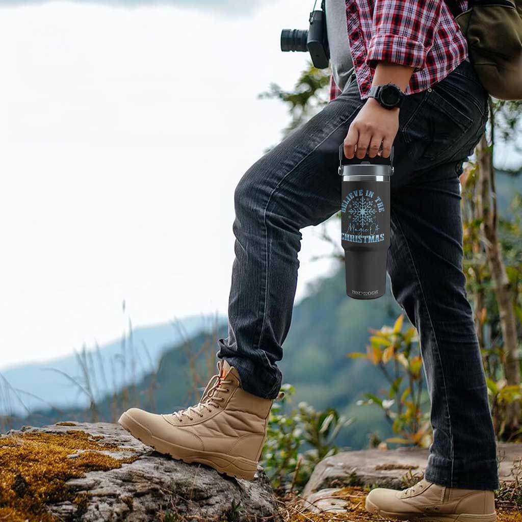 Believe In The Magic Of Christmas Flip Straw Tumbler Xmas Snowflake TS11 Print Your Wear