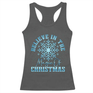 Believe In The Magic Of Christmas Racerback Tank Top Xmas Snowflake TS11 Dark Heather Print Your Wear
