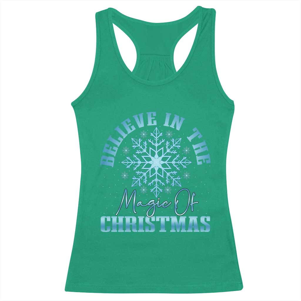 Believe In The Magic Of Christmas Racerback Tank Top Xmas Snowflake TS11 Irish Green Print Your Wear