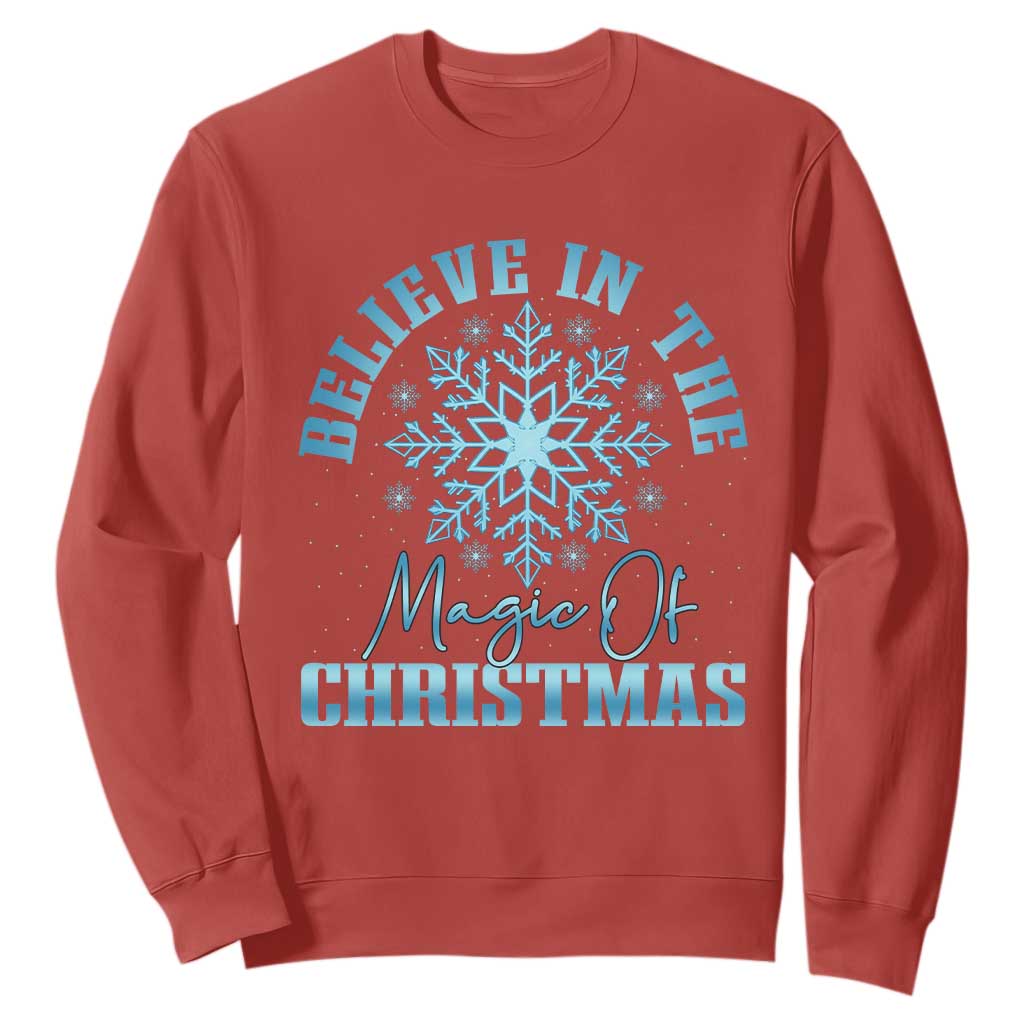 Believe In The Magic Of Christmas Sweatshirt Xmas Snowflake TS11 Red Print Your Wear