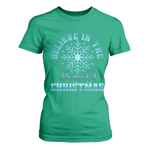 Believe In The Magic Of Christmas T Shirt For Women Xmas Snowflake TS11 Irish Green Print Your Wear