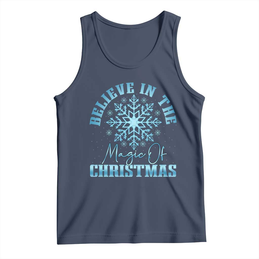 Believe In The Magic Of Christmas Tank Top Xmas Snowflake TS11 Navy Print Your Wear