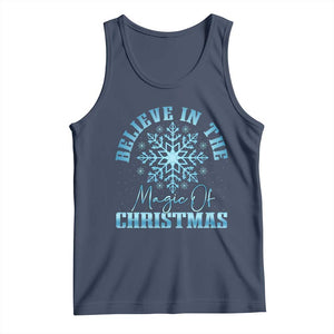 Believe In The Magic Of Christmas Tank Top Xmas Snowflake TS11 Navy Print Your Wear