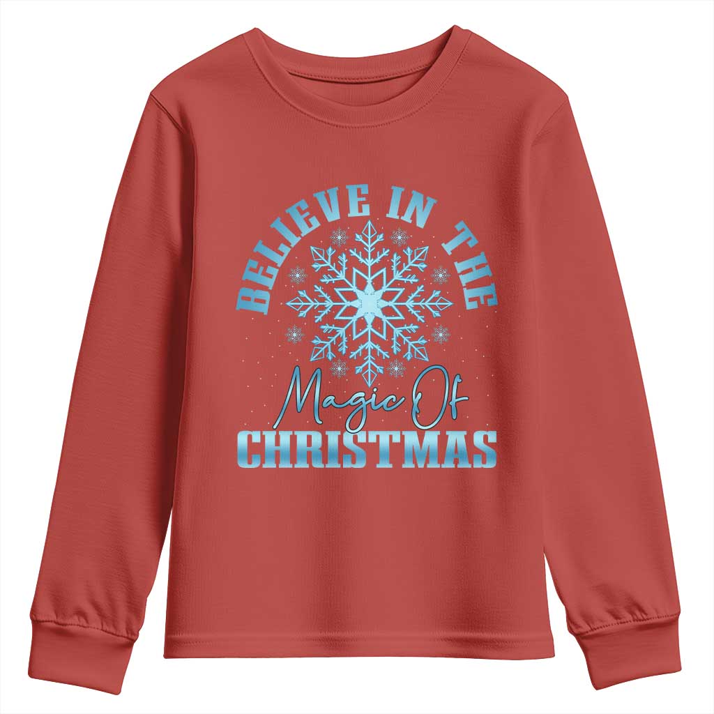 Believe In The Magic Of Christmas Youth Sweatshirt Xmas Snowflake TS11 Red Print Your Wear