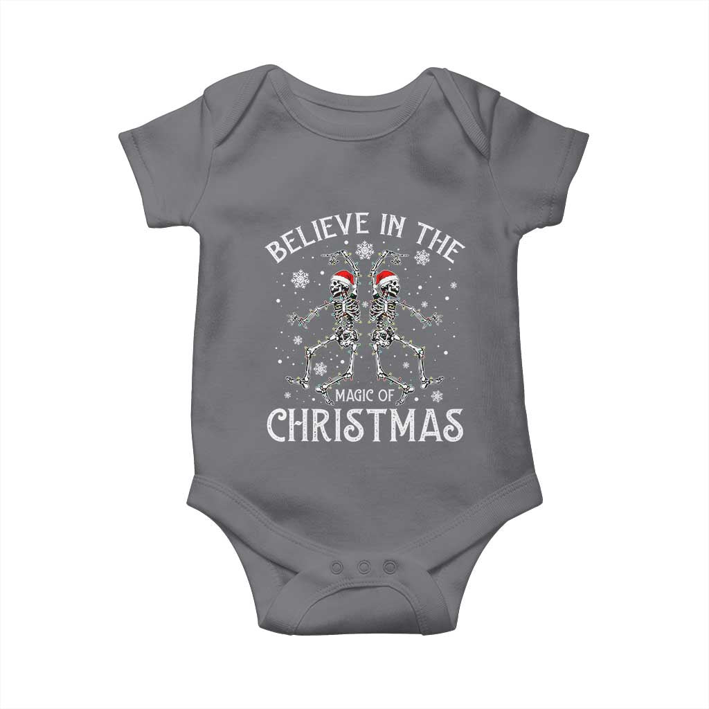 Funny Believe In The Magic Of Christmas Baby Onesie Xmas Skeleton TS11 Charcoal Print Your Wear