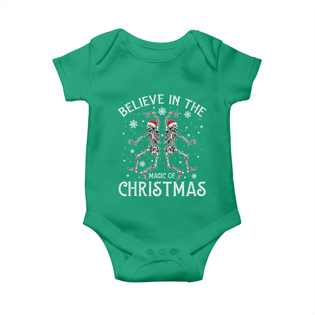 Funny Believe In The Magic Of Christmas Baby Onesie Xmas Skeleton TS11 Irish Green Print Your Wear