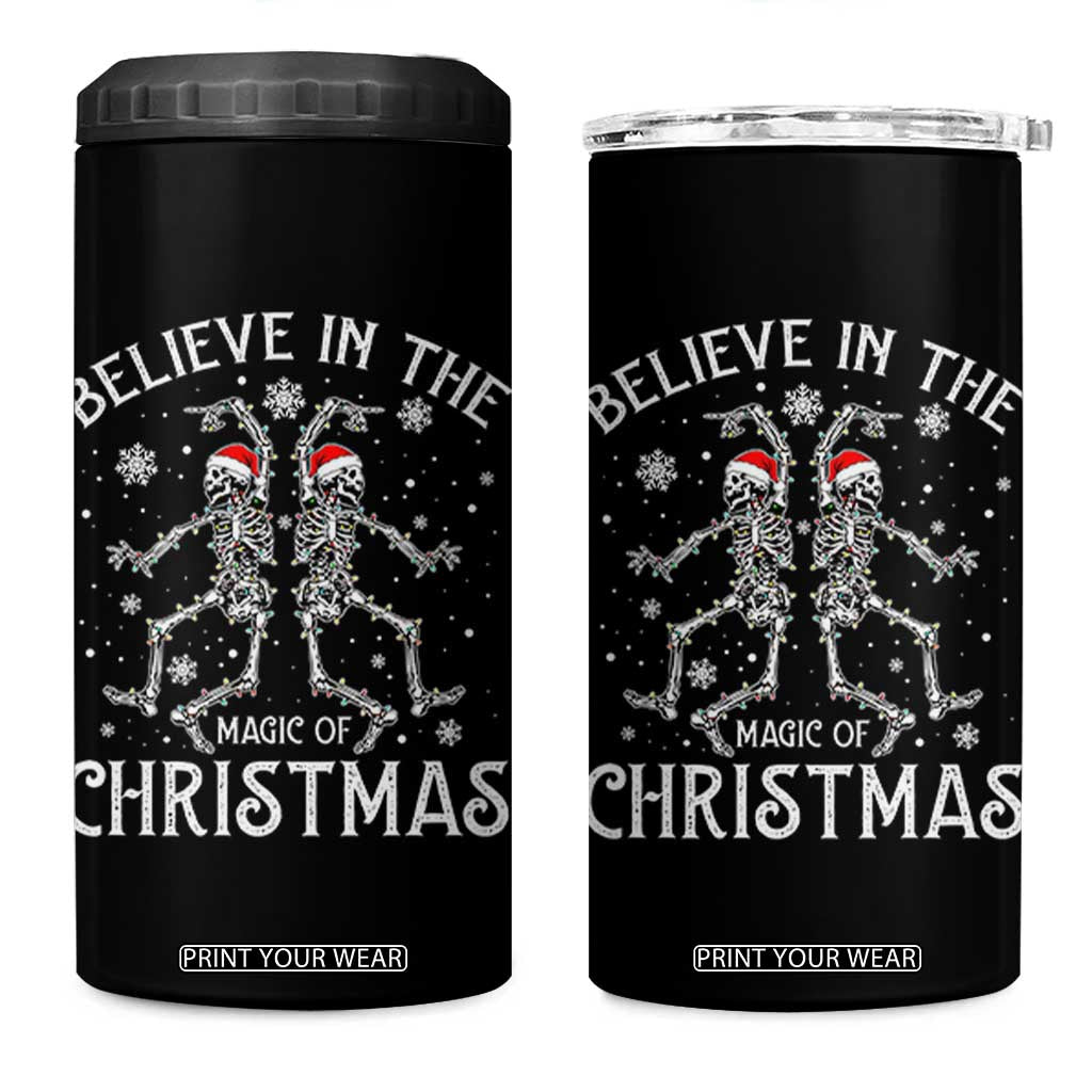 Funny Believe In The Magic Of Christmas 4 in 1 Can Cooler Tumbler Xmas Skeleton TS11 One Size: 16 oz Black Print Your Wear