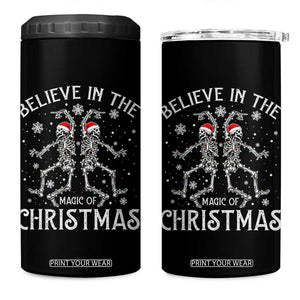 Funny Believe In The Magic Of Christmas 4 in 1 Can Cooler Tumbler Xmas Skeleton TS11 One Size: 16 oz Black Print Your Wear