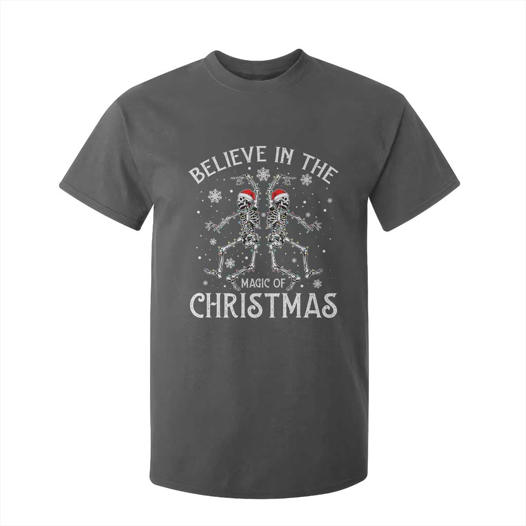 Funny Believe In The Magic Of Christmas T Shirt For Kid Xmas Skeleton TS11 Dark Heather Print Your Wear