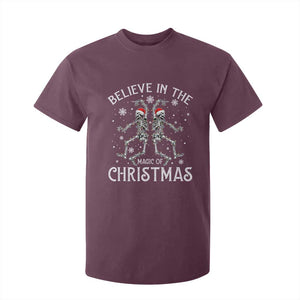 Funny Believe In The Magic Of Christmas T Shirt For Kid Xmas Skeleton TS11 Maroon Print Your Wear