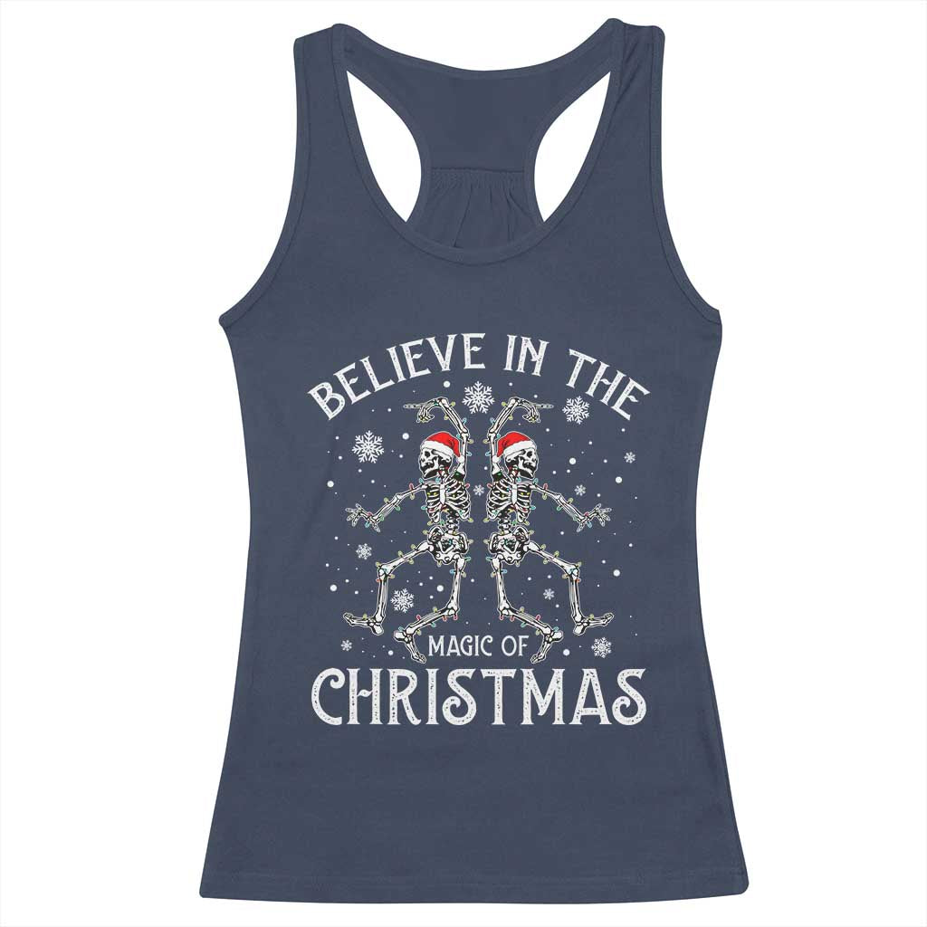 Funny Believe In The Magic Of Christmas Racerback Tank Top Xmas Skeleton TS11 Navy Print Your Wear