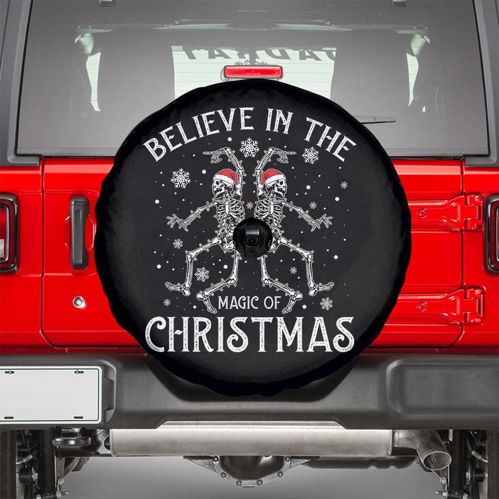 Funny Believe In The Magic Of Christmas Spare Tire Cover Xmas Skeleton TS11 Black Print Your Wear