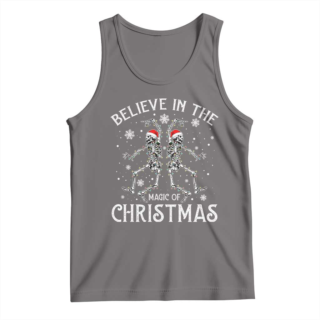 Funny Believe In The Magic Of Christmas Tank Top Xmas Skeleton TS11 Deep Heather Print Your Wear