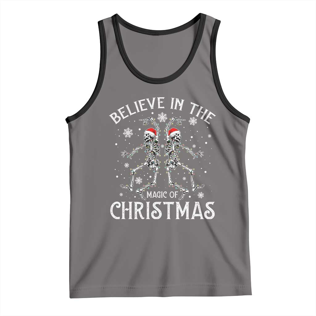 Funny Believe In The Magic Of Christmas Tank Top Xmas Skeleton TS11 Deep Heather Black Print Your Wear