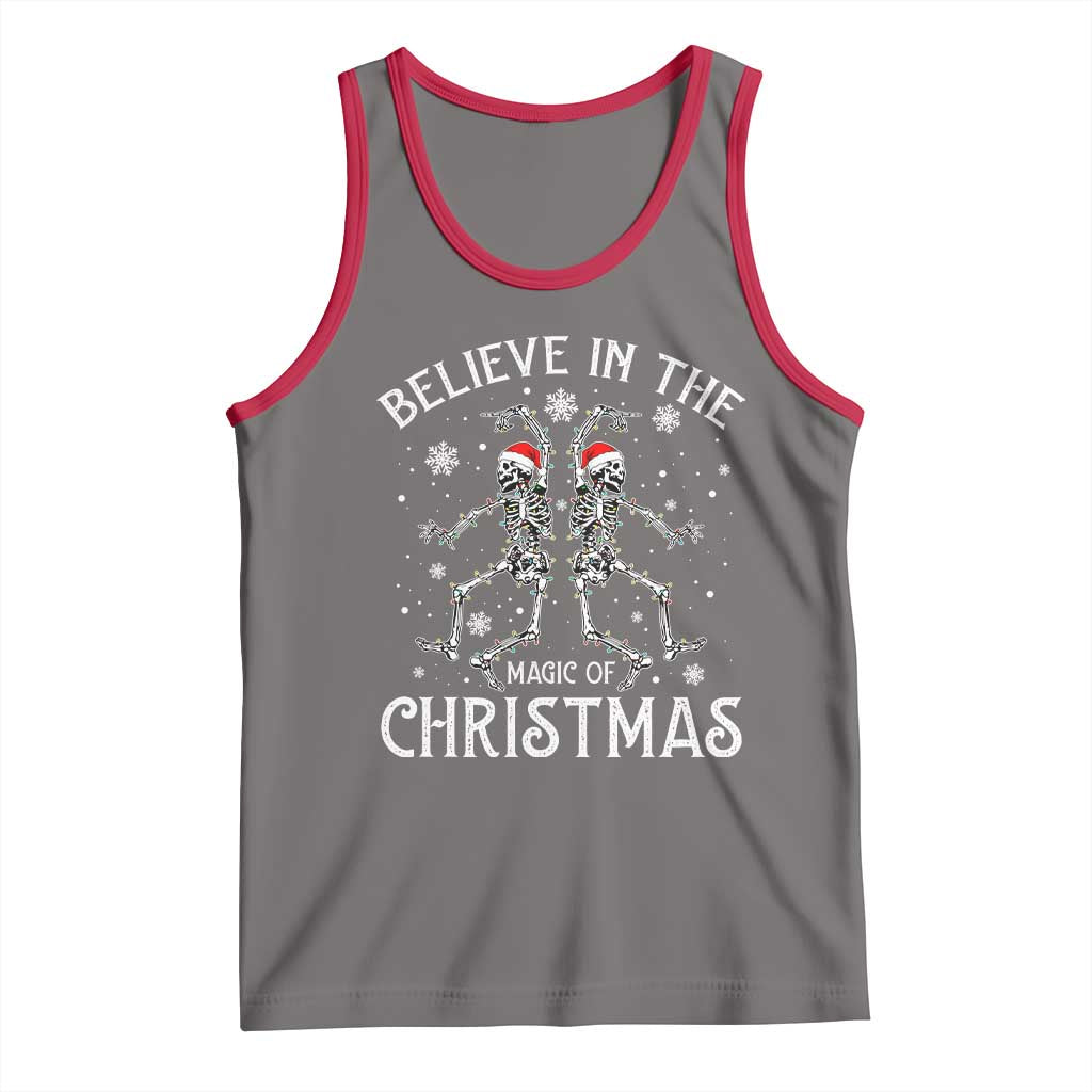Funny Believe In The Magic Of Christmas Tank Top Xmas Skeleton TS11 Deep Heather Red Print Your Wear