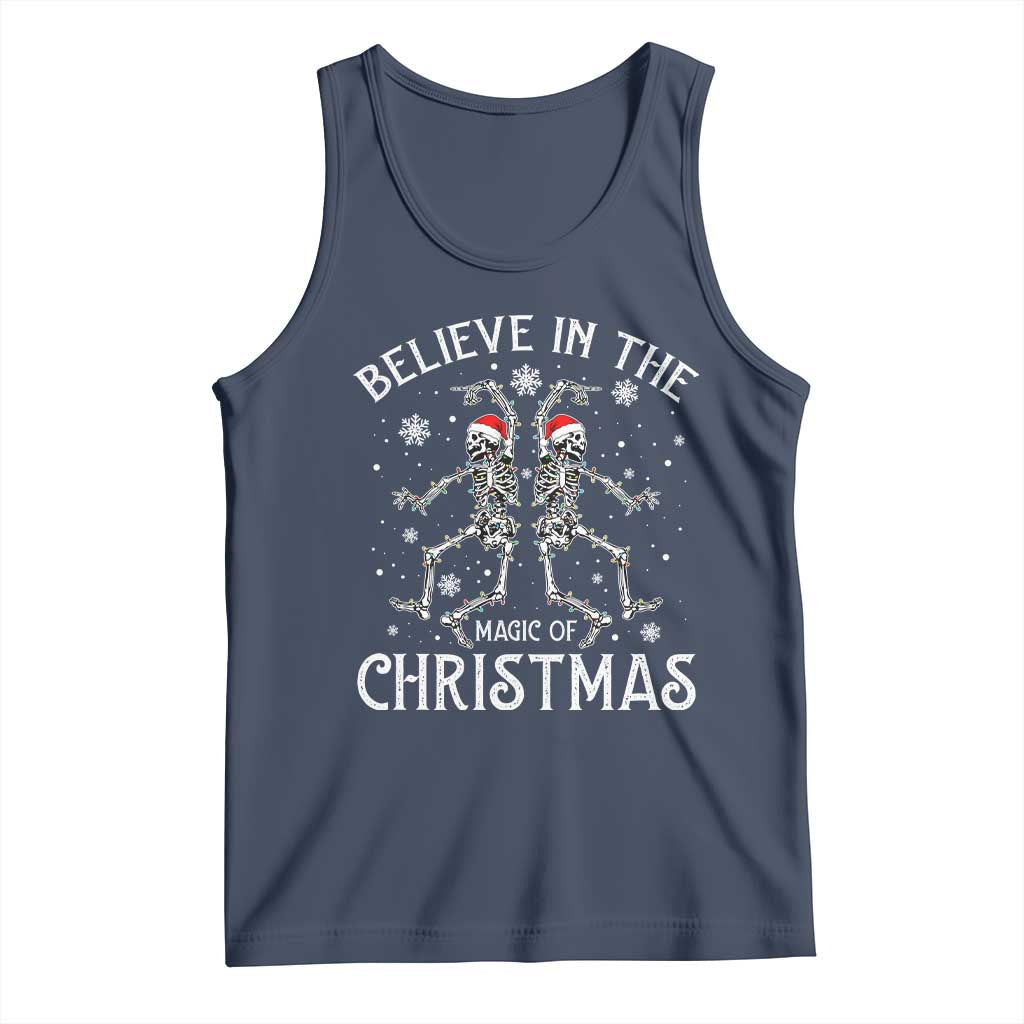 Funny Believe In The Magic Of Christmas Tank Top Xmas Skeleton TS11 Navy Print Your Wear