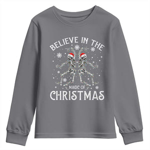 Funny Believe In The Magic Of Christmas Youth Sweatshirt Xmas Skeleton TS11 Charcoal Print Your Wear