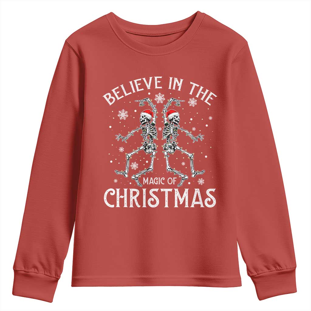 Funny Believe In The Magic Of Christmas Youth Sweatshirt Xmas Skeleton TS11 Red Print Your Wear
