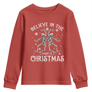 Funny Believe In The Magic Of Christmas Youth Sweatshirt Xmas Skeleton TS11 Red Print Your Wear