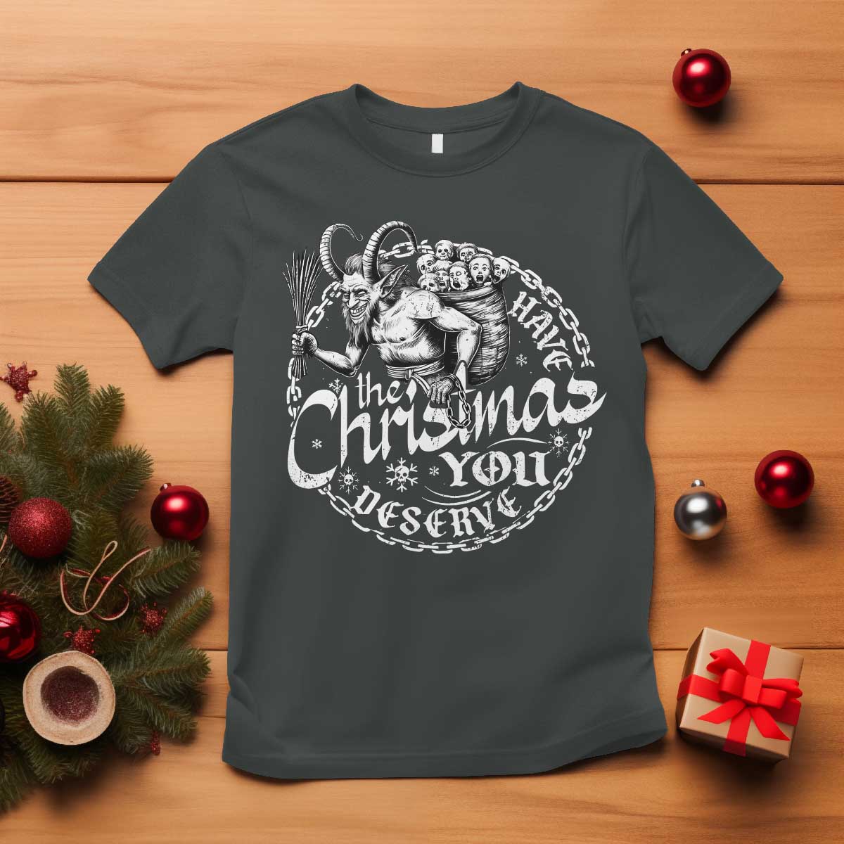 Nordic Christmas Krampus T Shirt Have The Christmas You Deserve Horror Xmas TS11 Dark Heather Print Your Wear